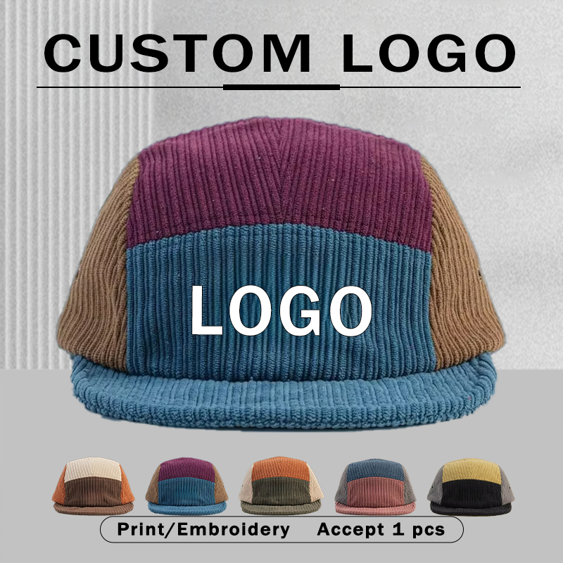 Corduroy Cap 5 Panel - قبعة بيسبول للرجال والنساء بتصميم كتل