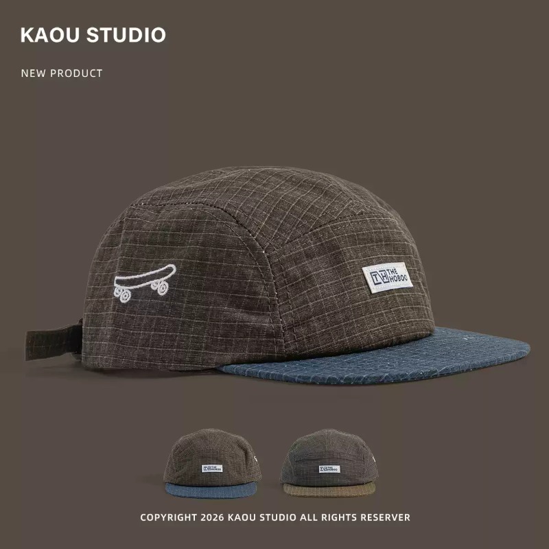 Corduroy Cap 5 Panel - قبعات بيسبول بخمسة ألواح بتطريز سكيت،