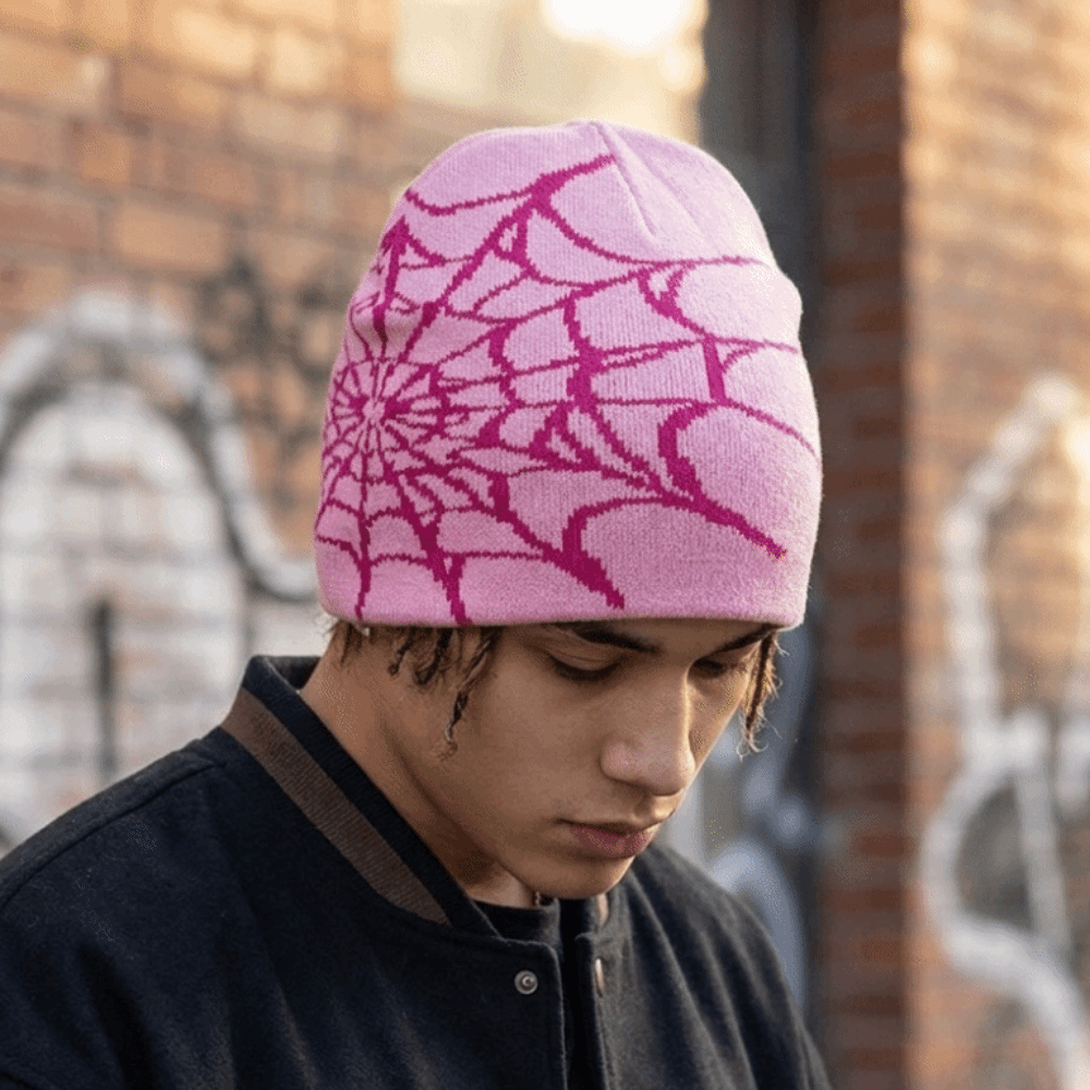 قبعات بيني بنمط شبكة العنكبوت  - مراجعة Beanie Cuffed Knit وسعره