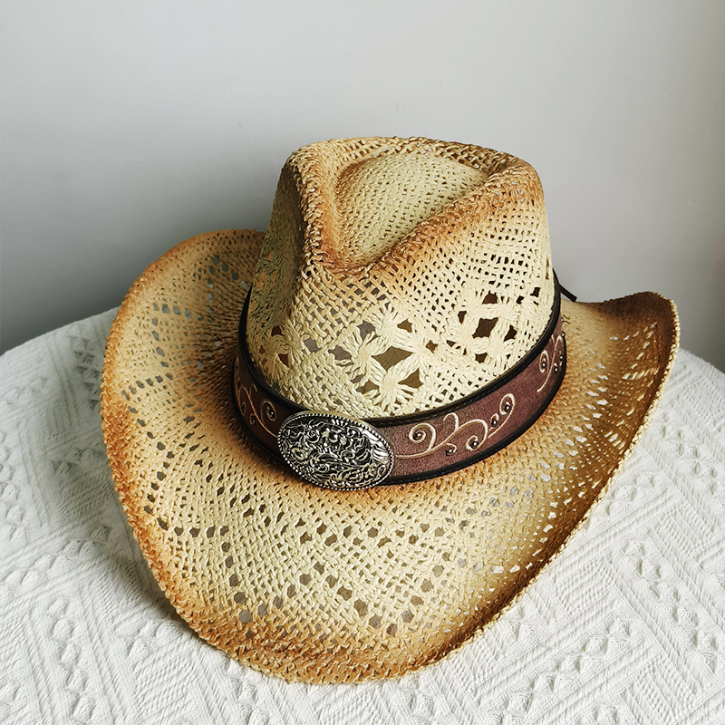 جديد الرجال كاوبوي القش قبعة ا - مراجعة Cowboy Hat Straw وسعره